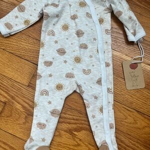 Celestial newborn button-up one piece pajamas
